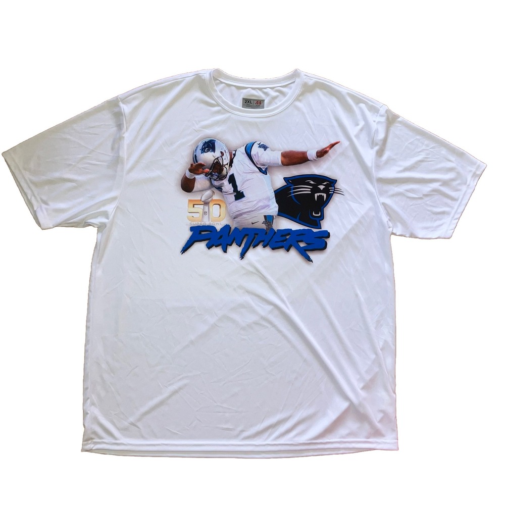 CAM NEWTON Carolina Panthers DAB CELEBRATION T-shirt NFL A4 White 2XL Superbowl